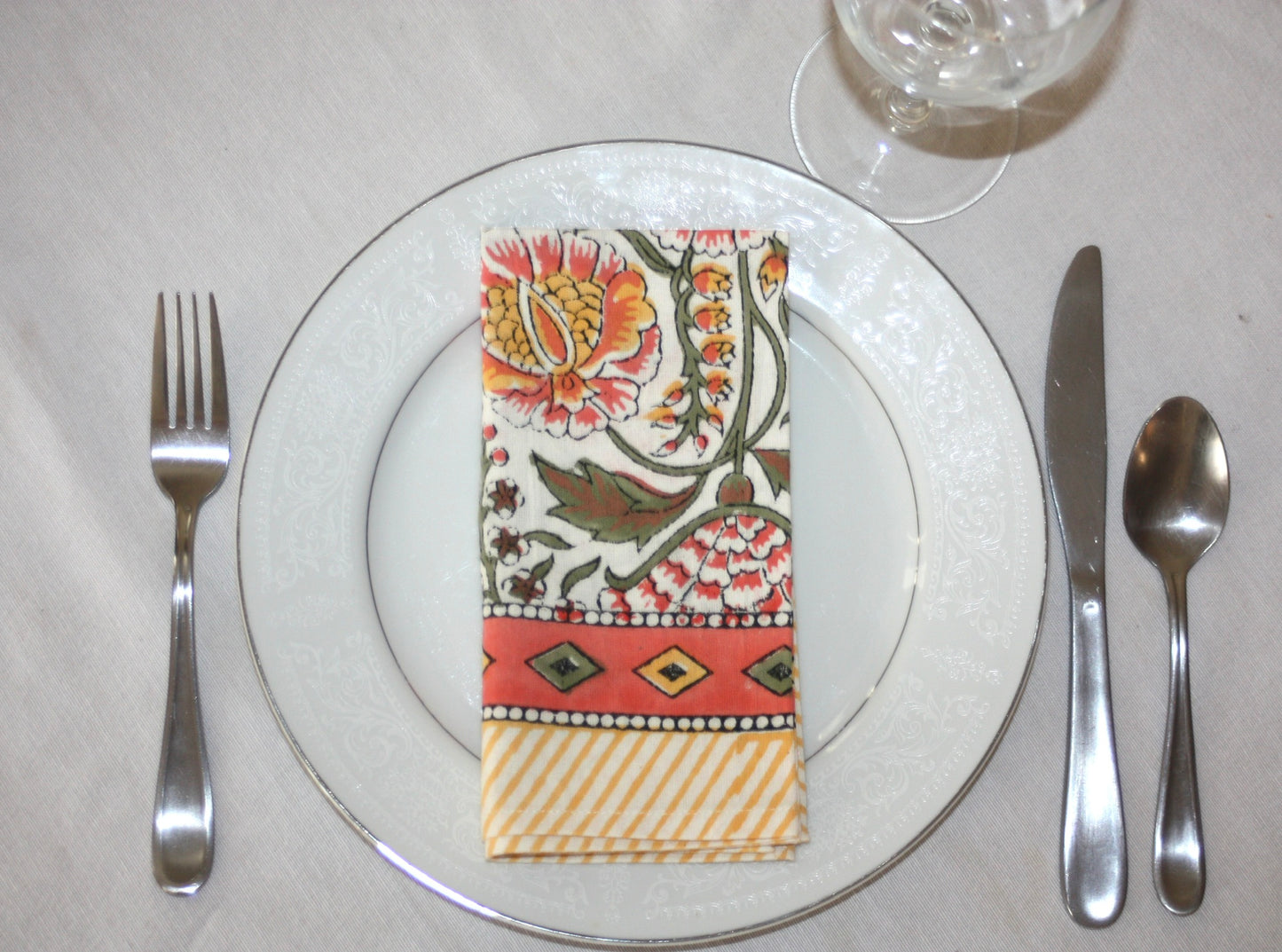 viva napkin set fair trade handmade block print