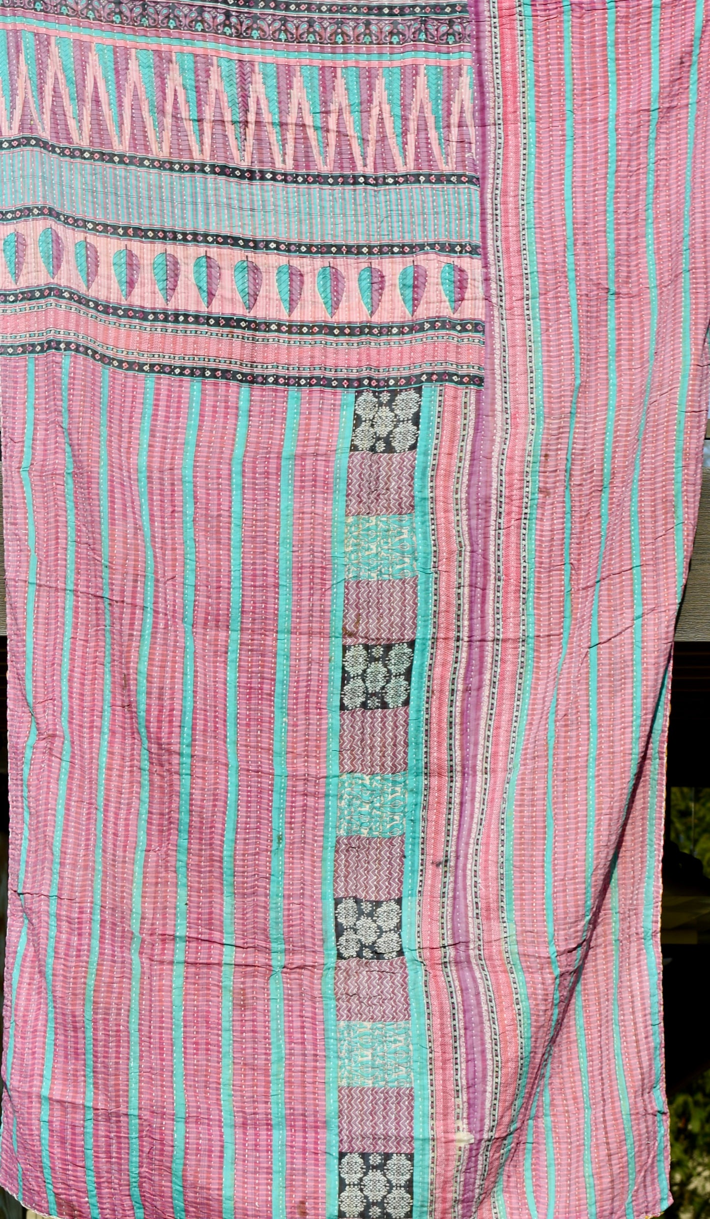 Roseus Kantha Quilt - Fair Trade Hand-Stitched