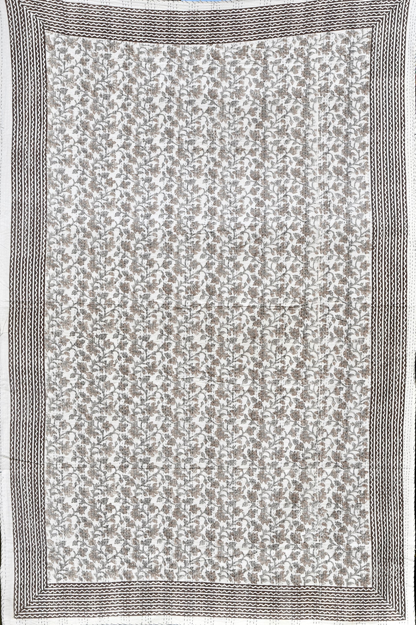 nivea kantha quilt fair trade hand stitched block print