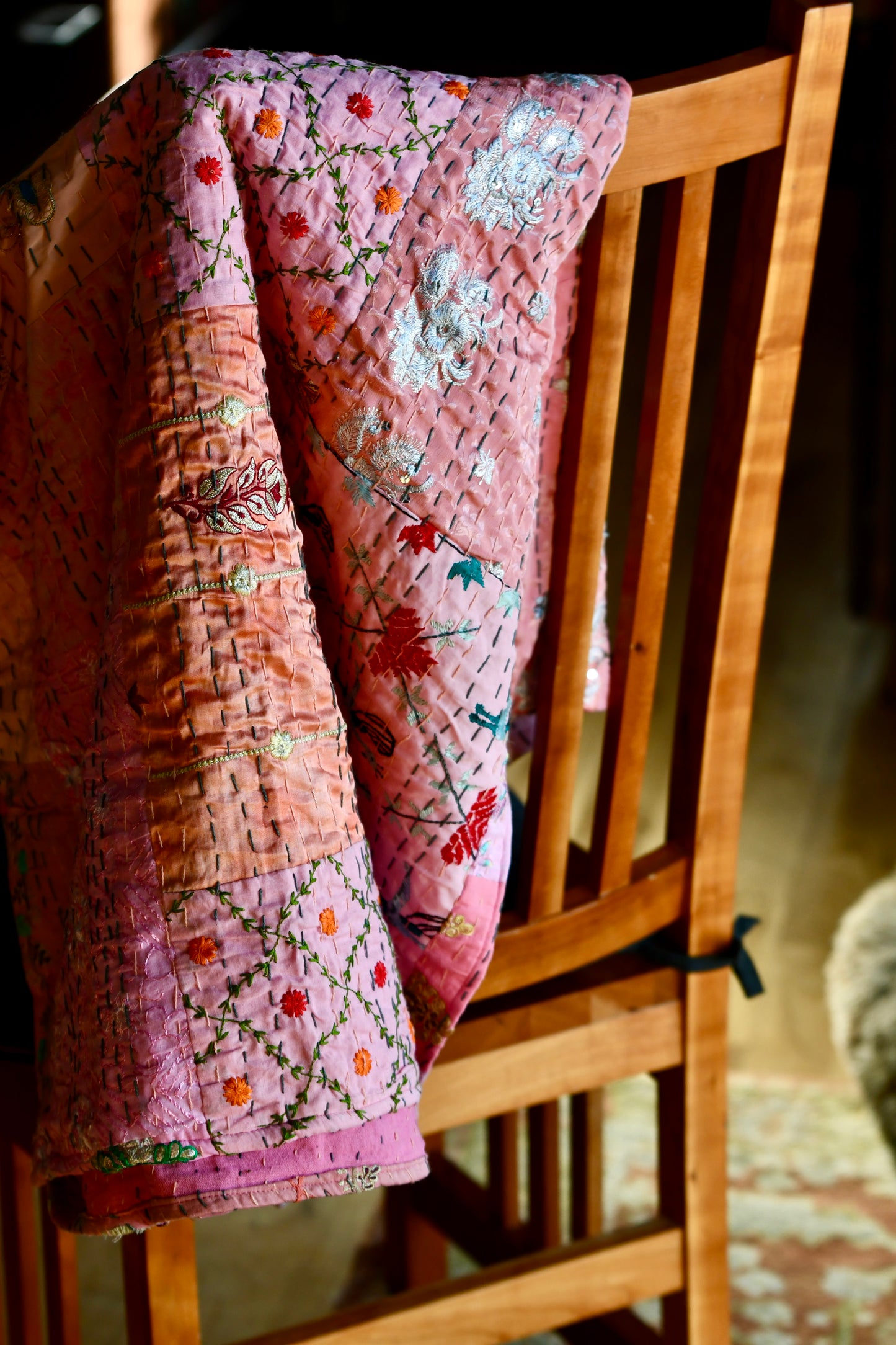 khambadia kantha quilt fair trade hand stitched
