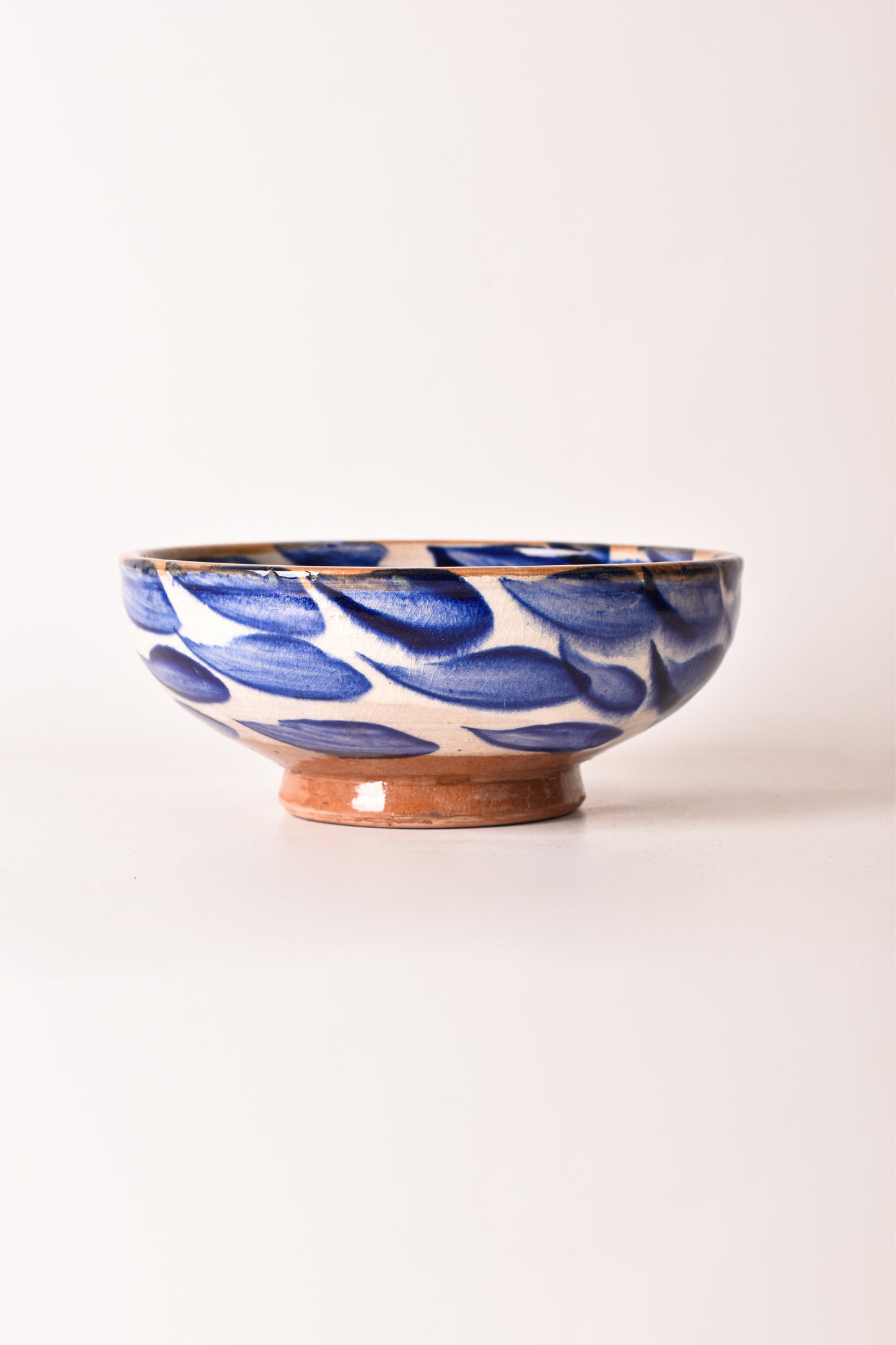 large blue stroke bowl fair trade hand glazed in egypt