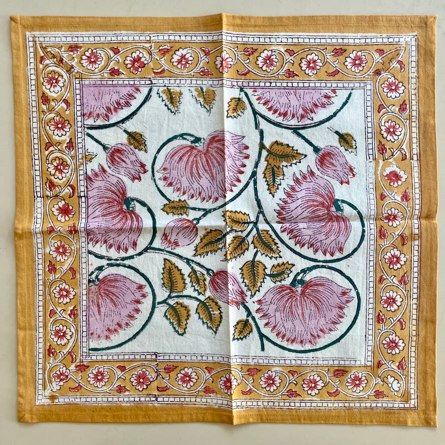 flore napkin set fair trade handmade block print