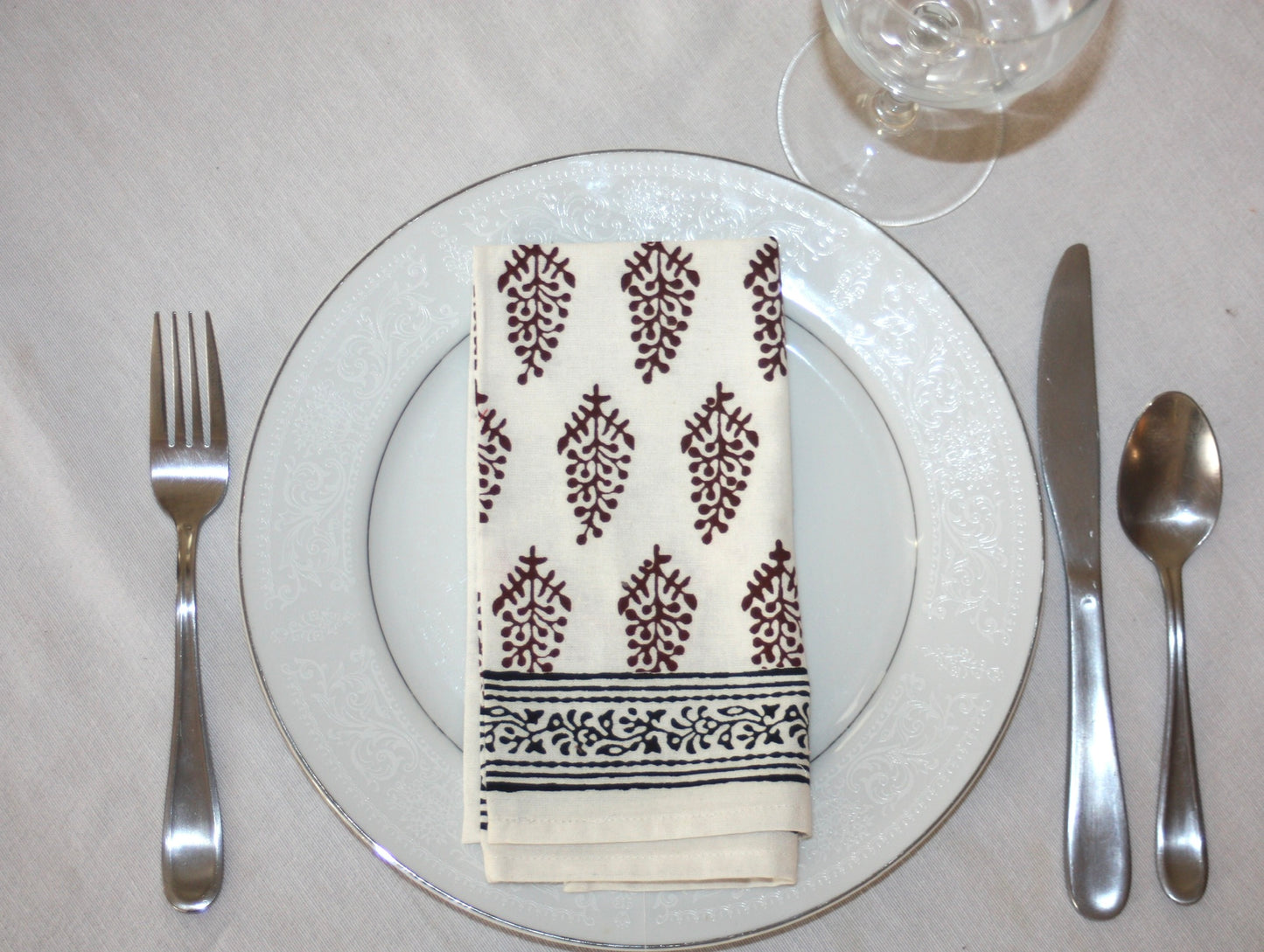 mirus napkin set fair trade handmade block print