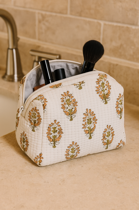 lucerna cosmetic bag fair trade handmade block print