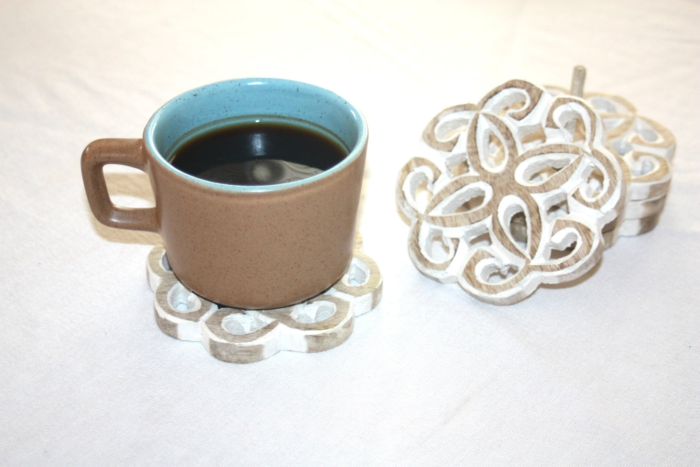 oram coaster set fair trade handmade mango wood