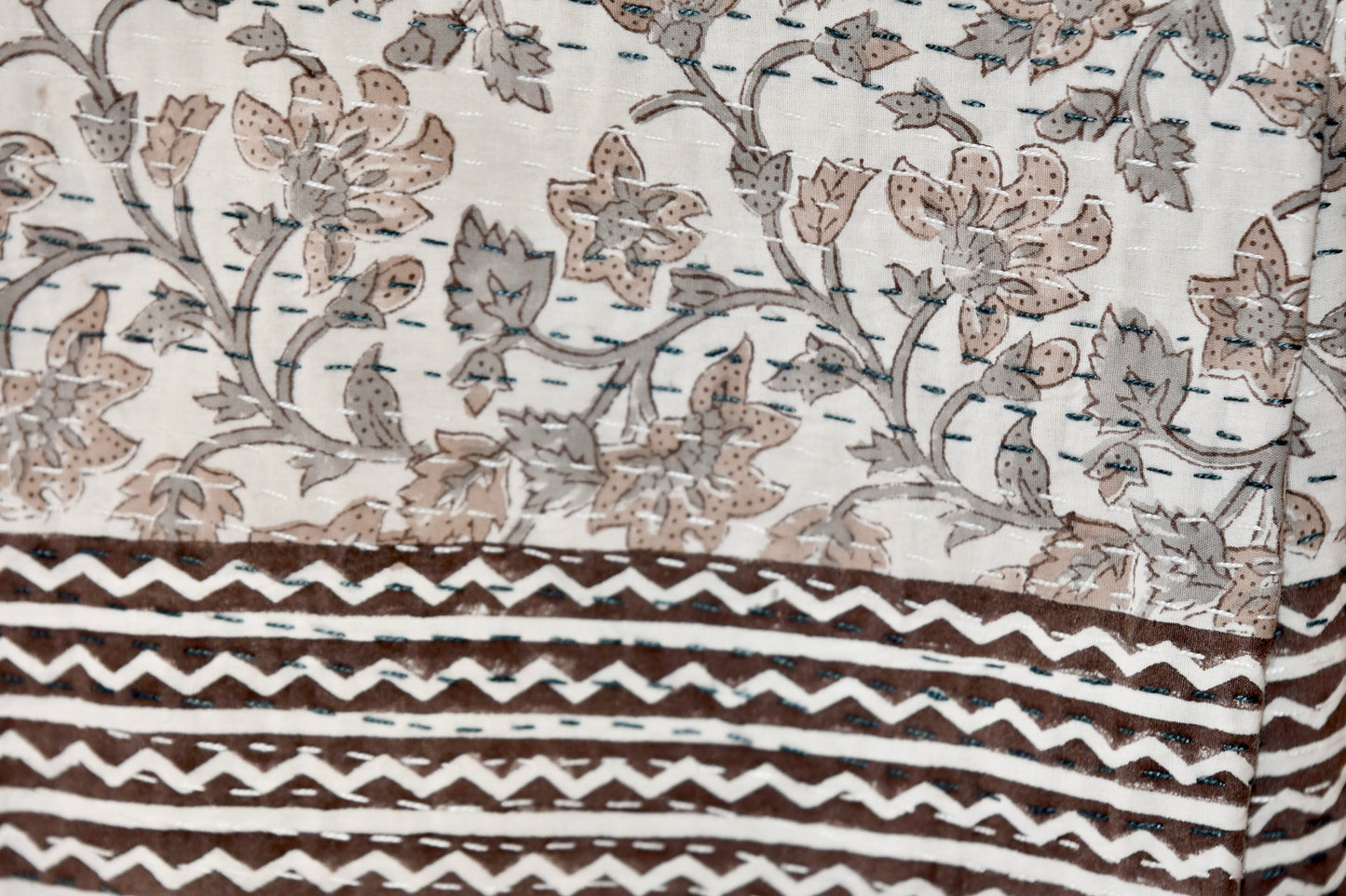 nivea kantha quilt fair trade hand stitched block print