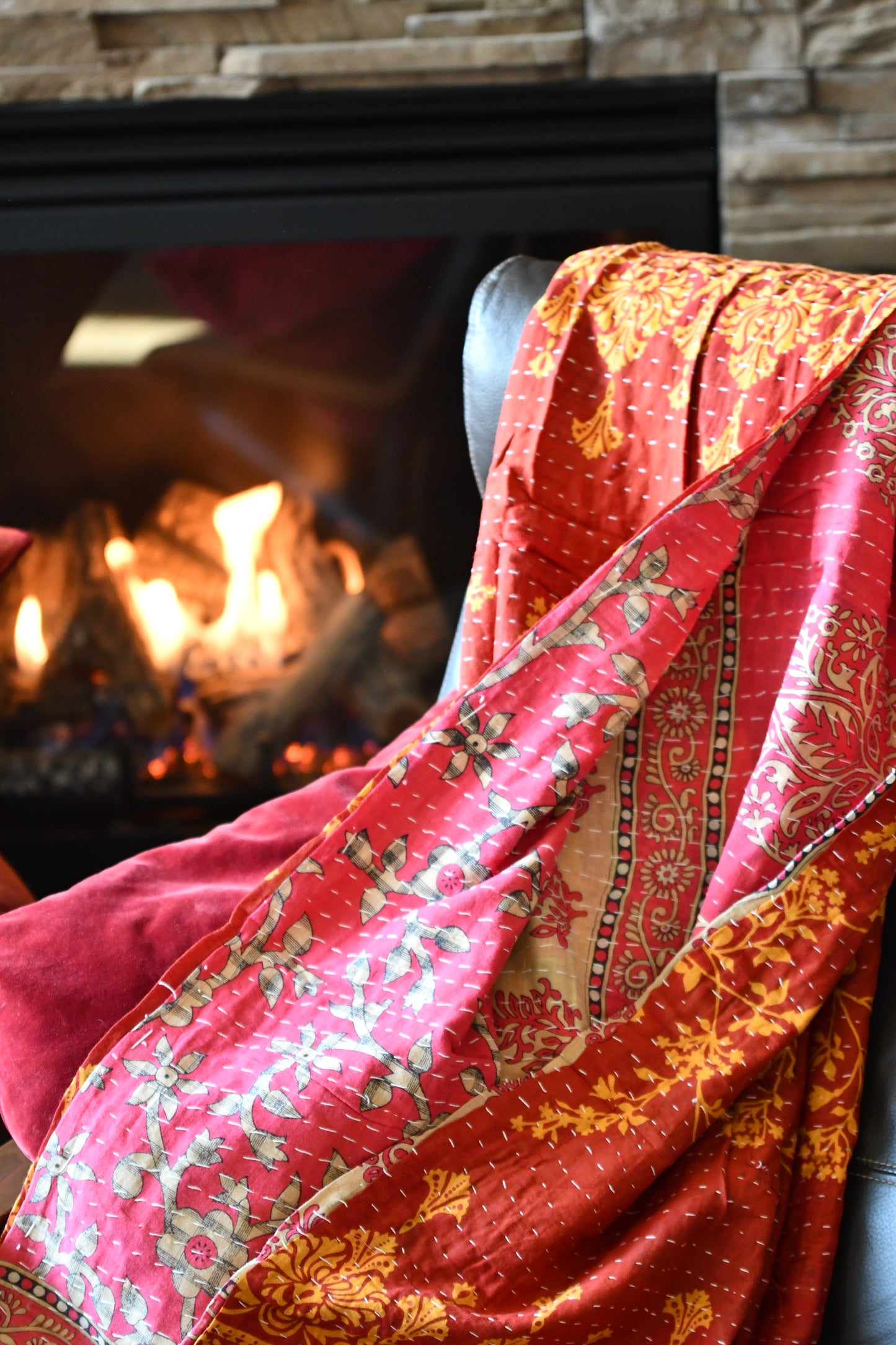 kantha quilt fair trade hand stitched 7