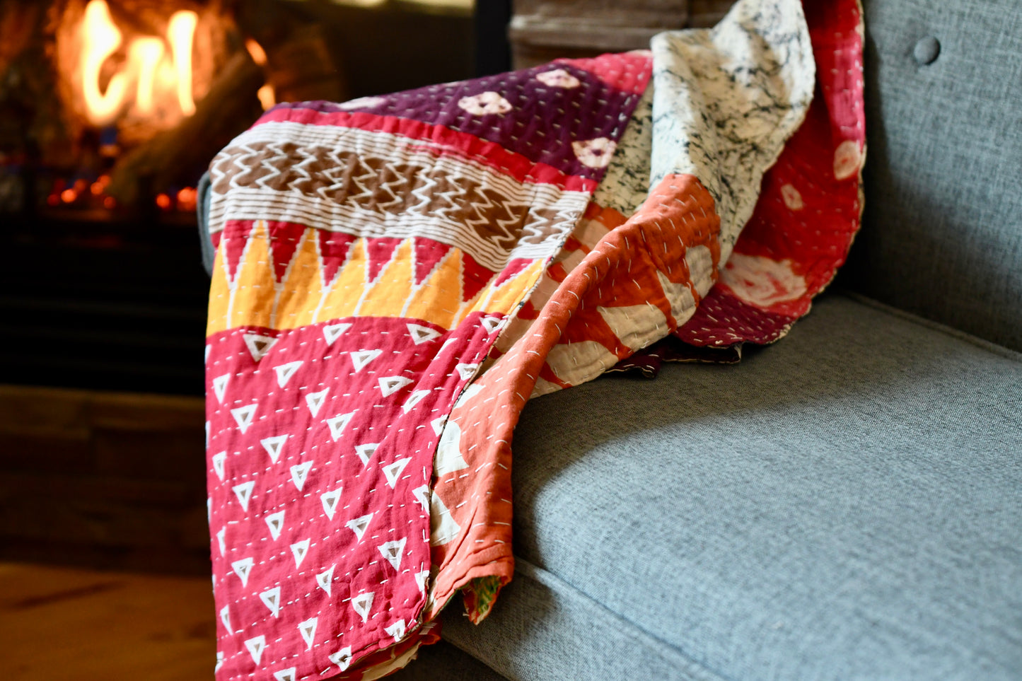 kantha quilt fair trade hand stitched 20