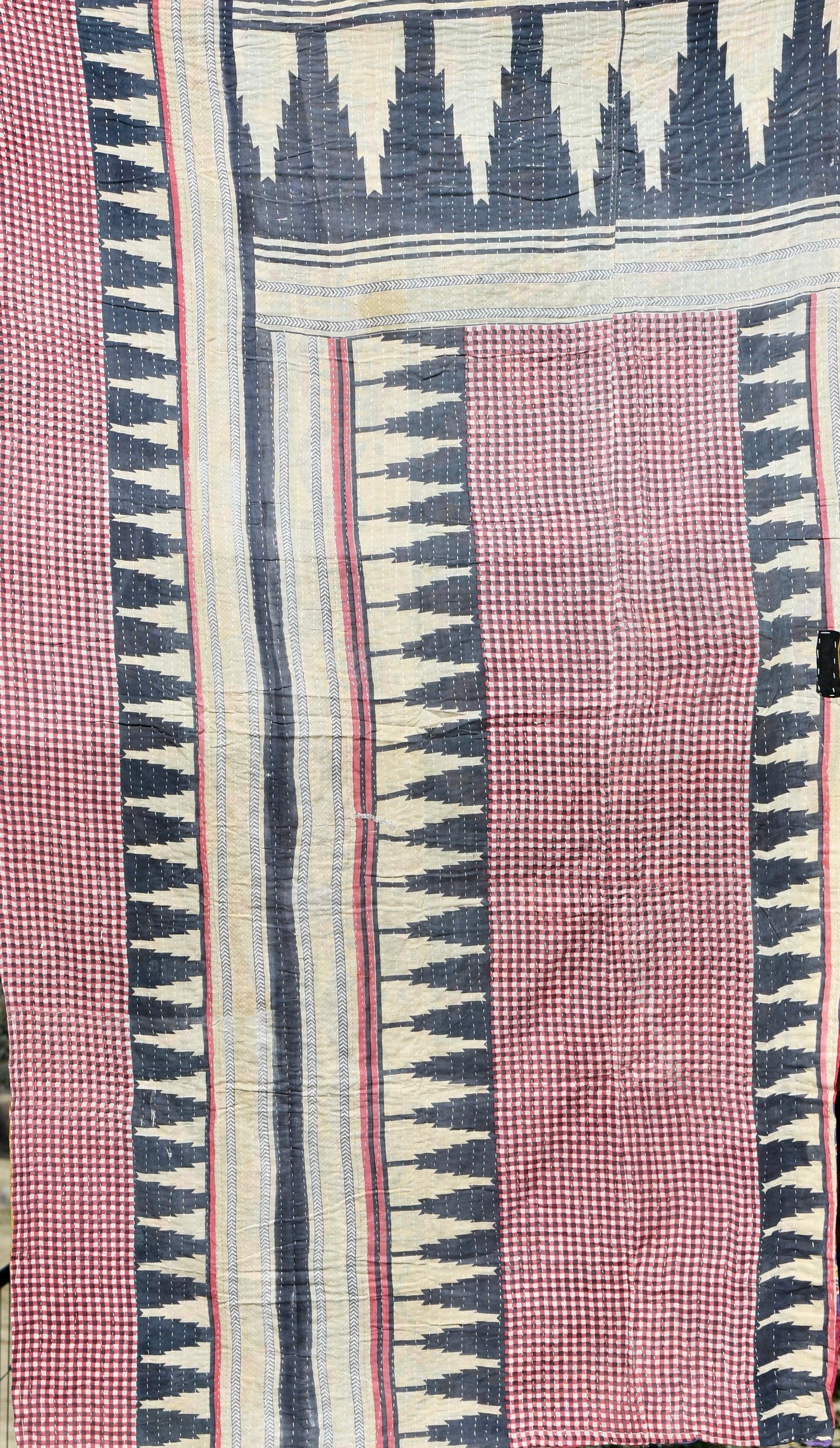 fabula kantha quilt fair trade hand stitched block print