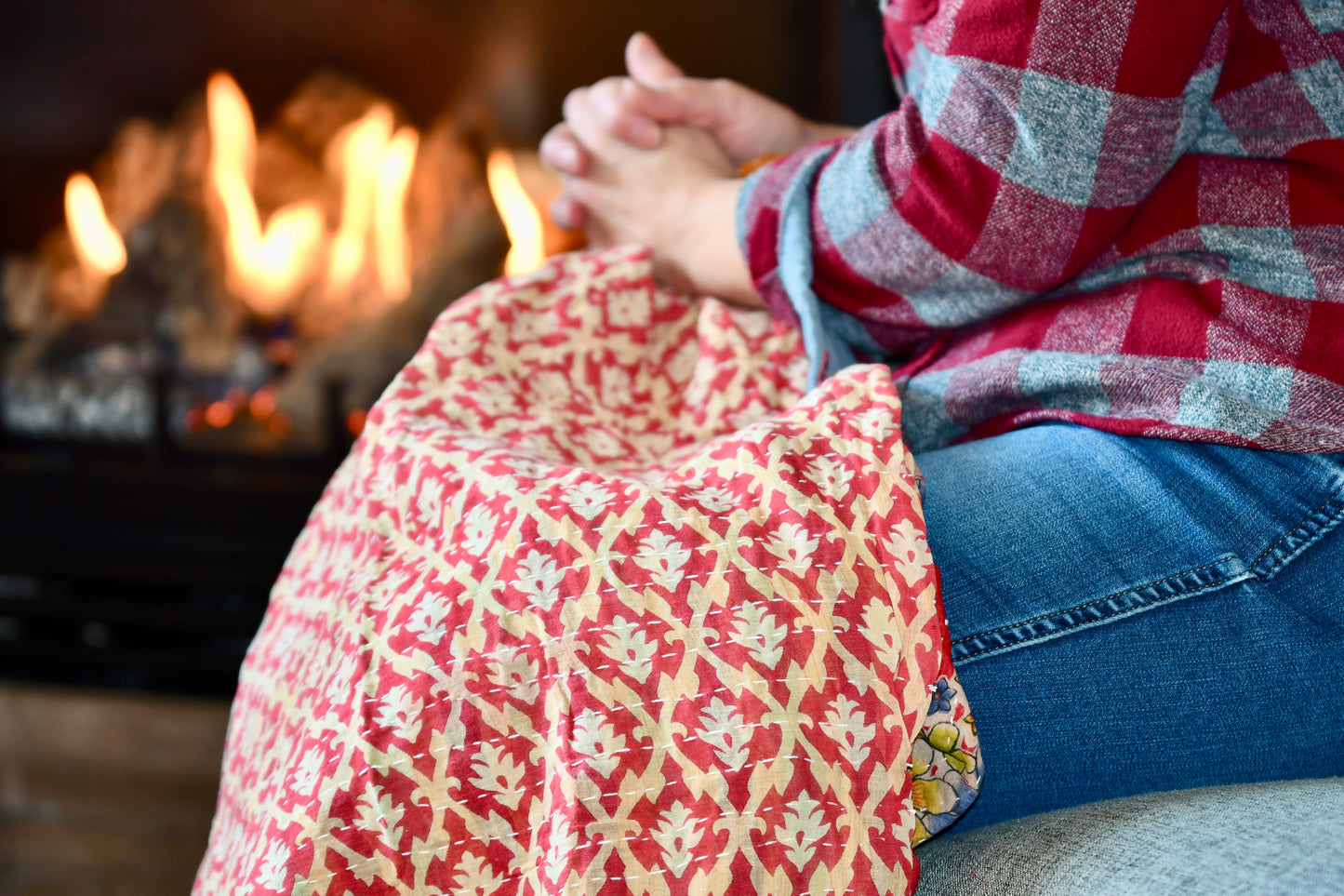 kantha quilt fair trade hand stitched 4