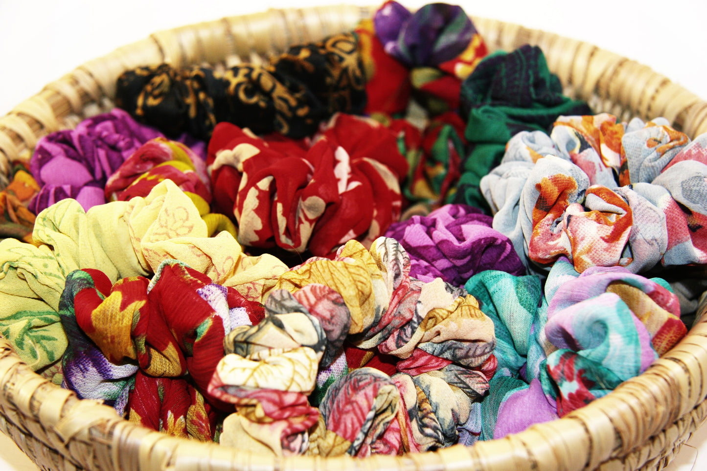 sari scrunchie set fair trade handmade block print