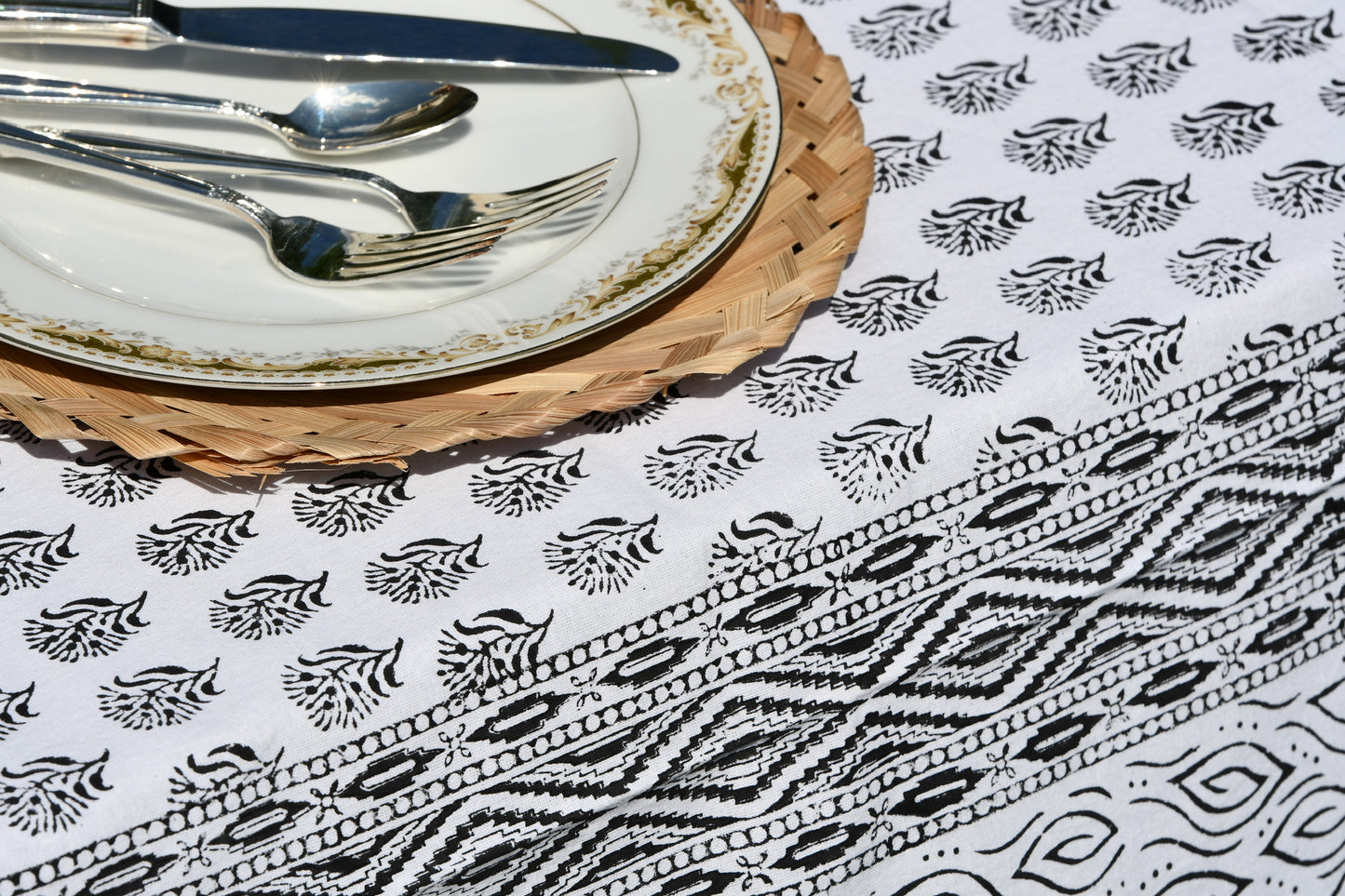 vetus tablecloth fair trade handmade block print