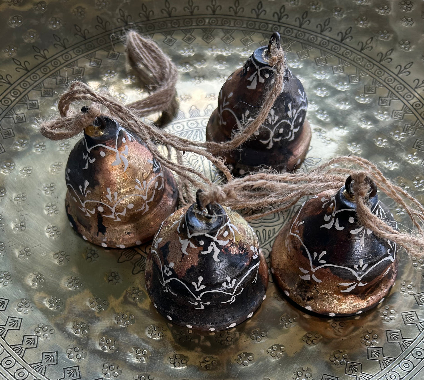 medium gold bell set fair trade handmade painted