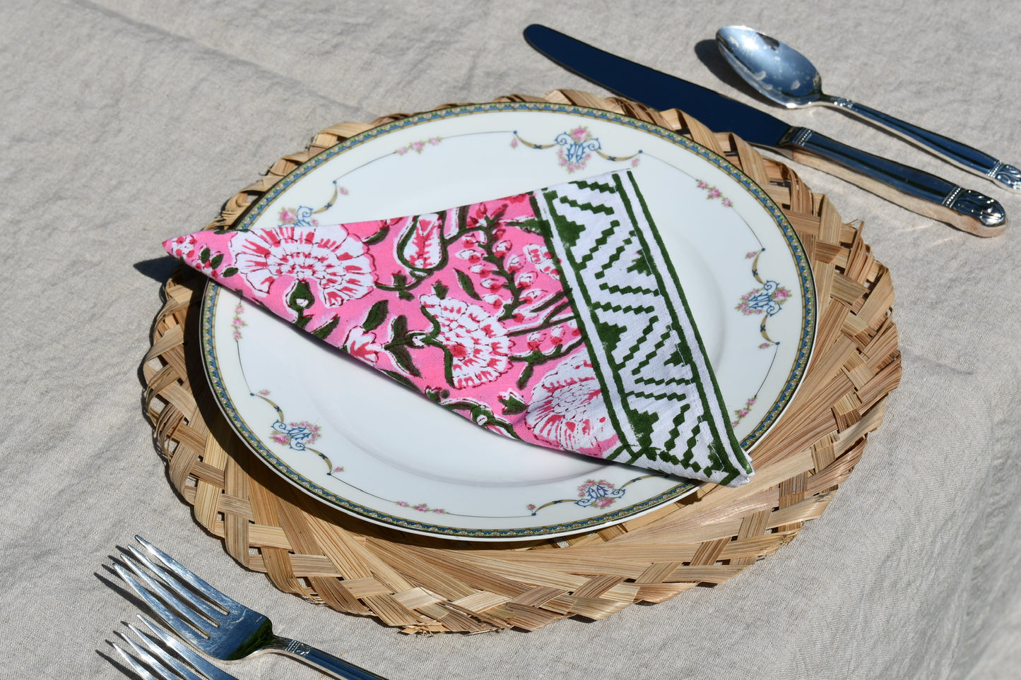 ferox napkin set fair trade handmade block print