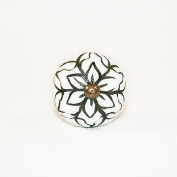 white flower cabinet knobs fair trade engraven ceramics