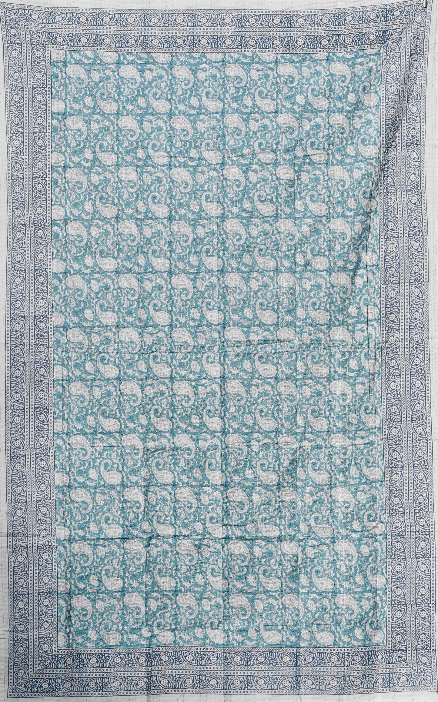 somnium kantha quilt fair trade hand stitched block print