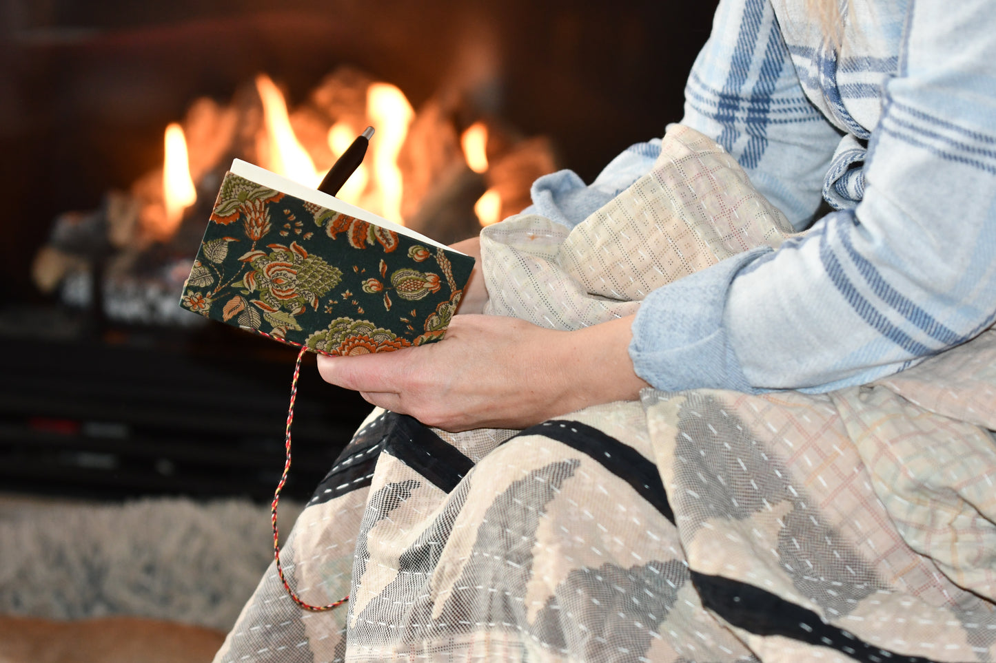 Quadrum Kantha Quilt - Fair Trade Hand-Stitched