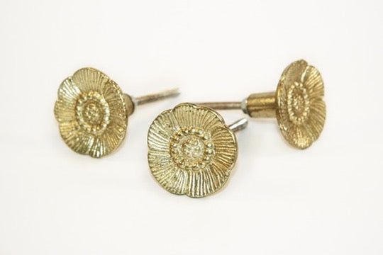 Gold Lily Cabinet Knobs - Fair Trade Cast Iron