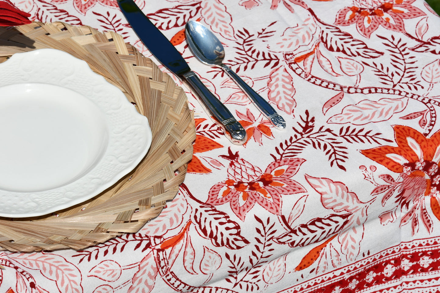 rubor tablecloth fair trade handmade block print