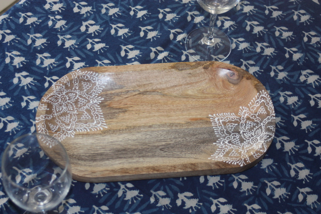 mandala tray fair trade handmade mango wood