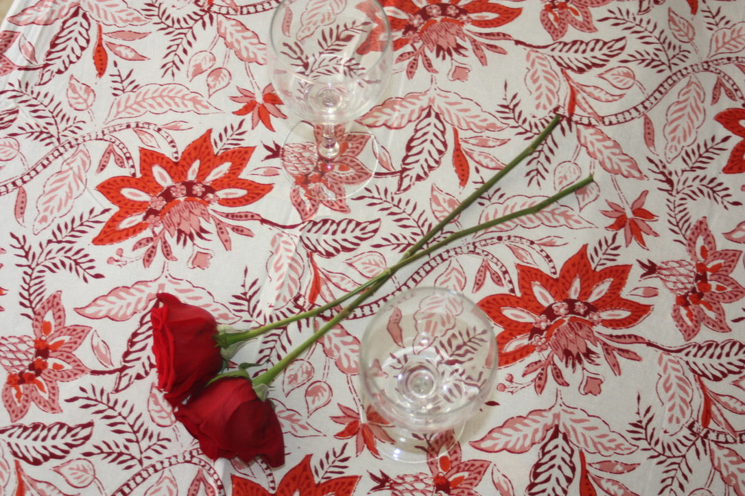 rubor tablecloth fair trade handmade block print