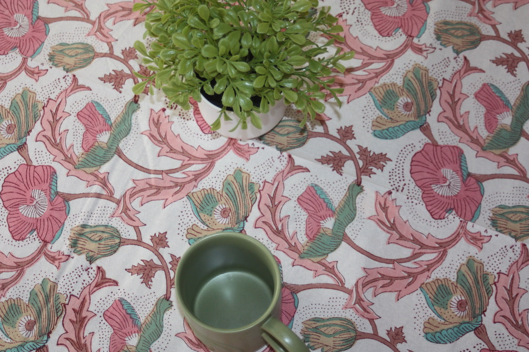 rosa tablecloth fair trade handmade block print
