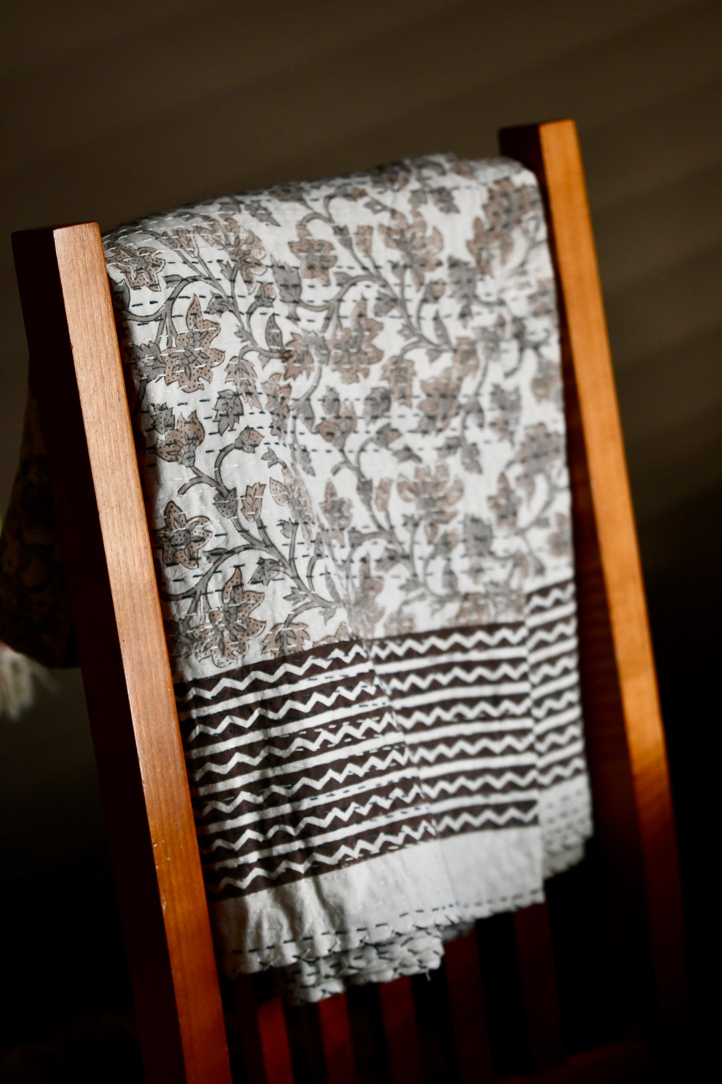 nivea kantha quilt fair trade hand stitched block print