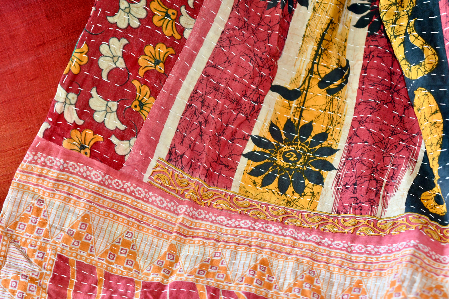 kantha quilt fair trade hand stitched 30