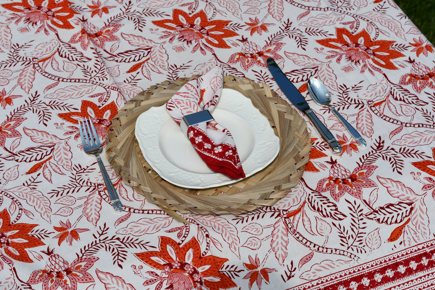 rubor tablecloth fair trade handmade block print