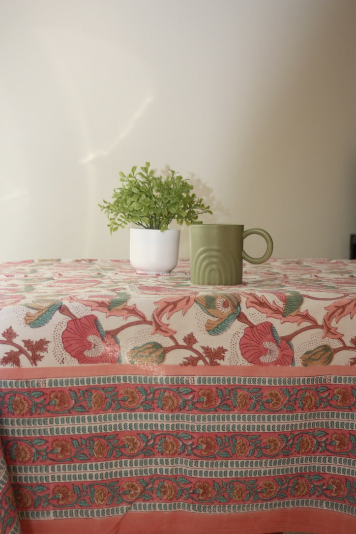 rosa tablecloth fair trade handmade block print