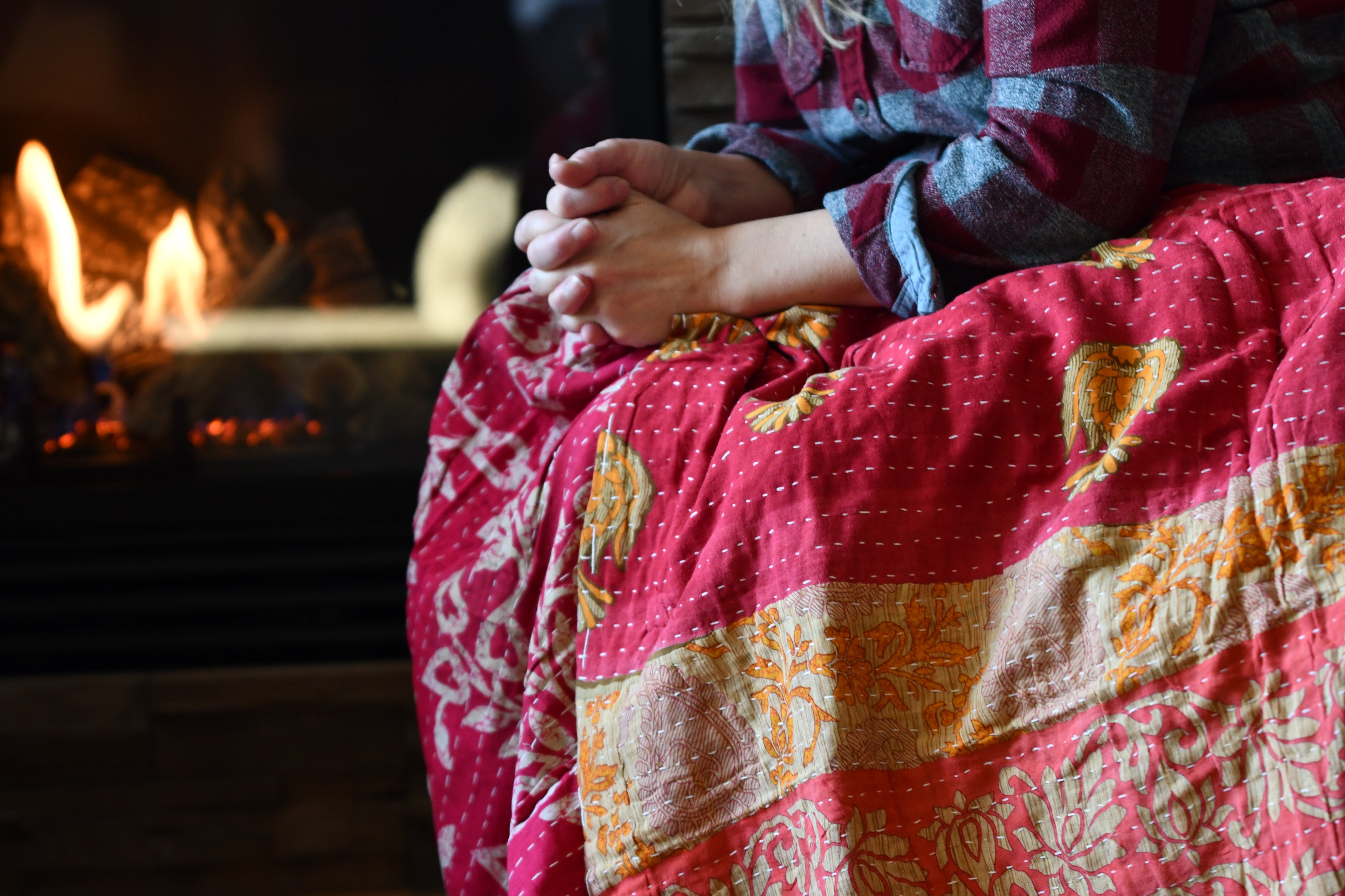 kantha quilt fair trade hand stitched 9