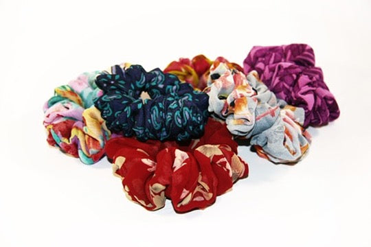 sari scrunchie set fair trade handmade block print