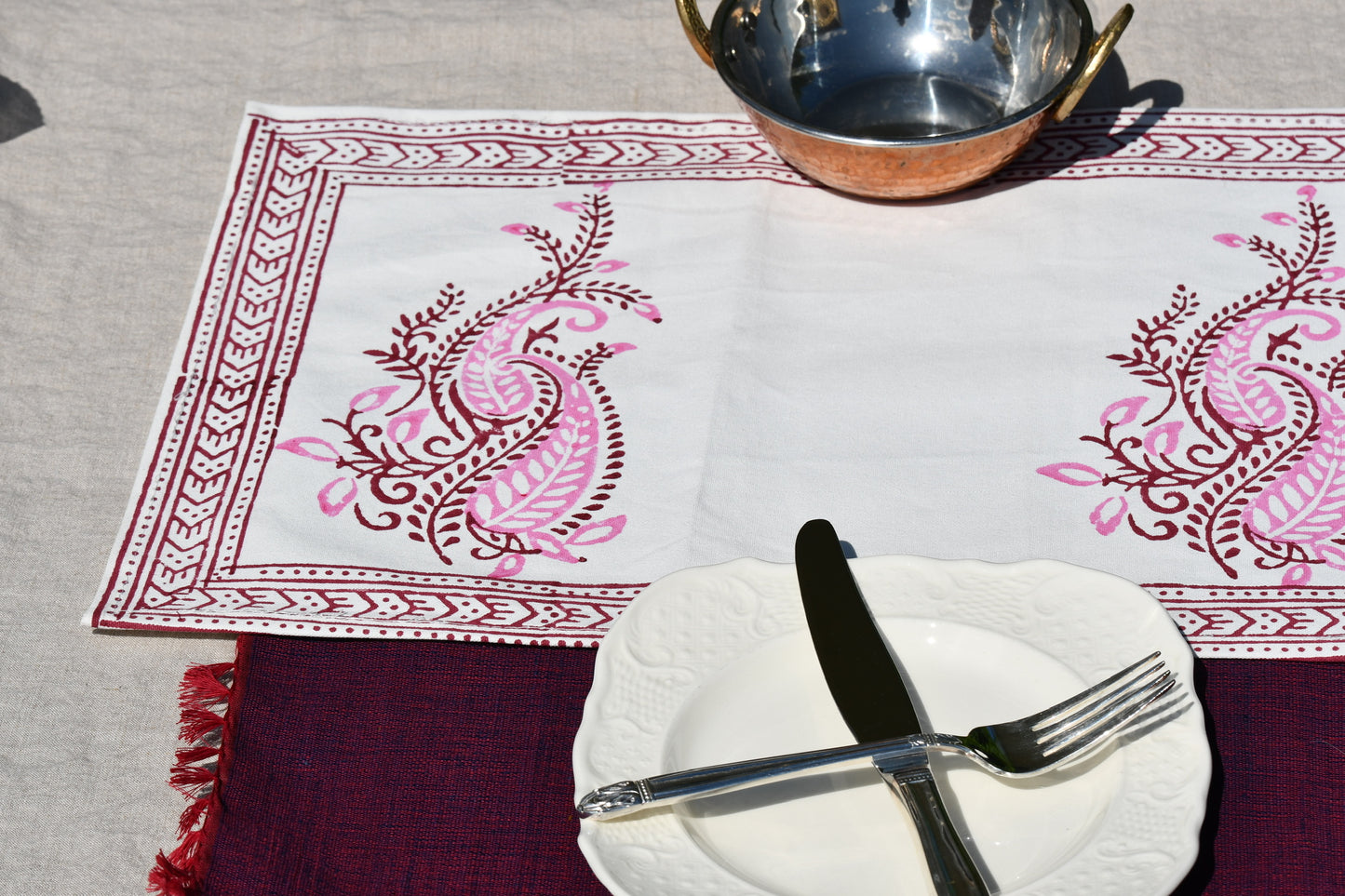 abode table runner fair trade handmade block print