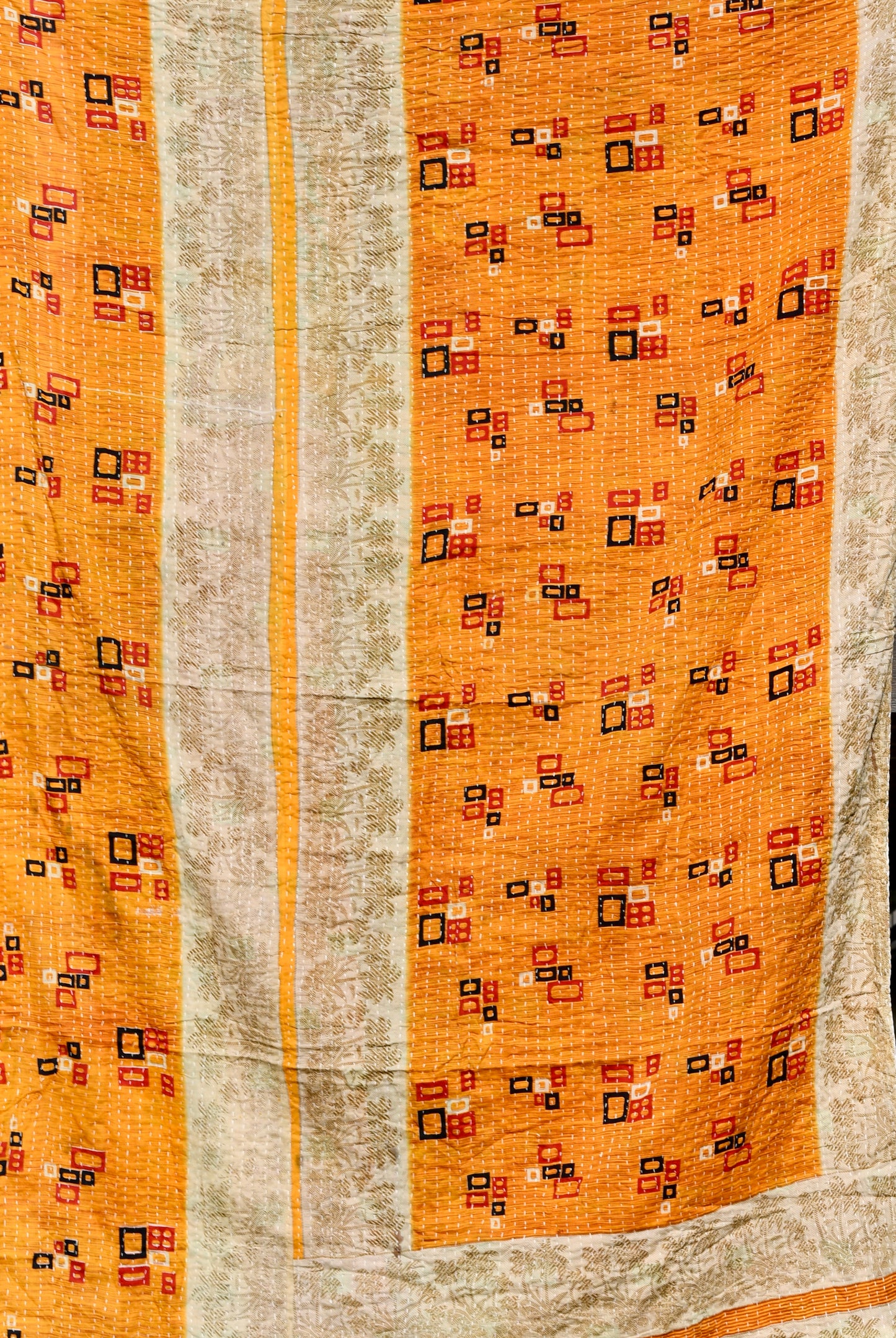Quadrum Kantha Quilt - Fair Trade Hand-Stitched