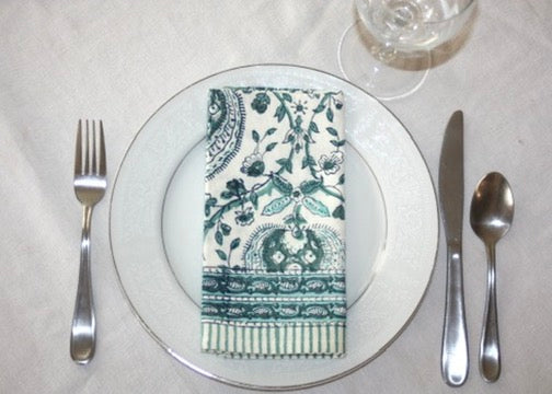 spuma napkin set fair trade handmade block print