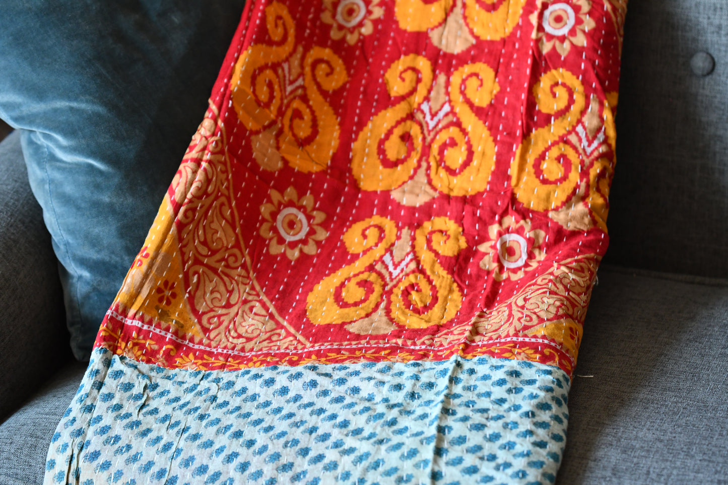kantha quilt fair trade hand stitched 6