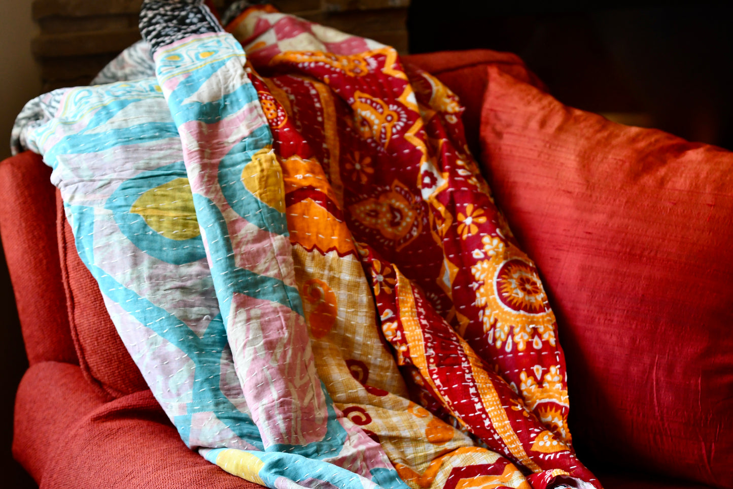kantha quilt fair trade hand stitched 19