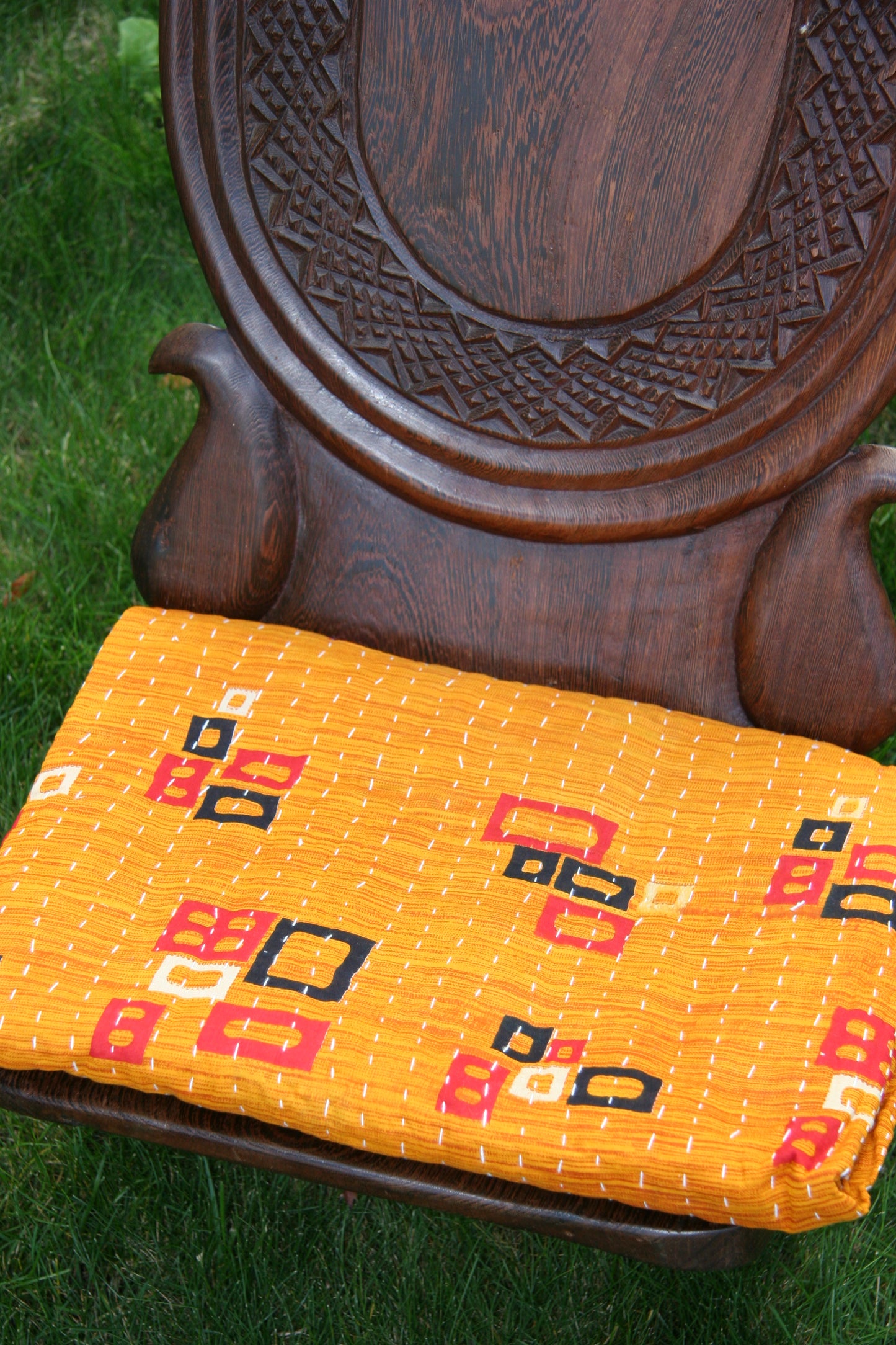 Quadrum Kantha Quilt - Fair Trade Hand-Stitched
