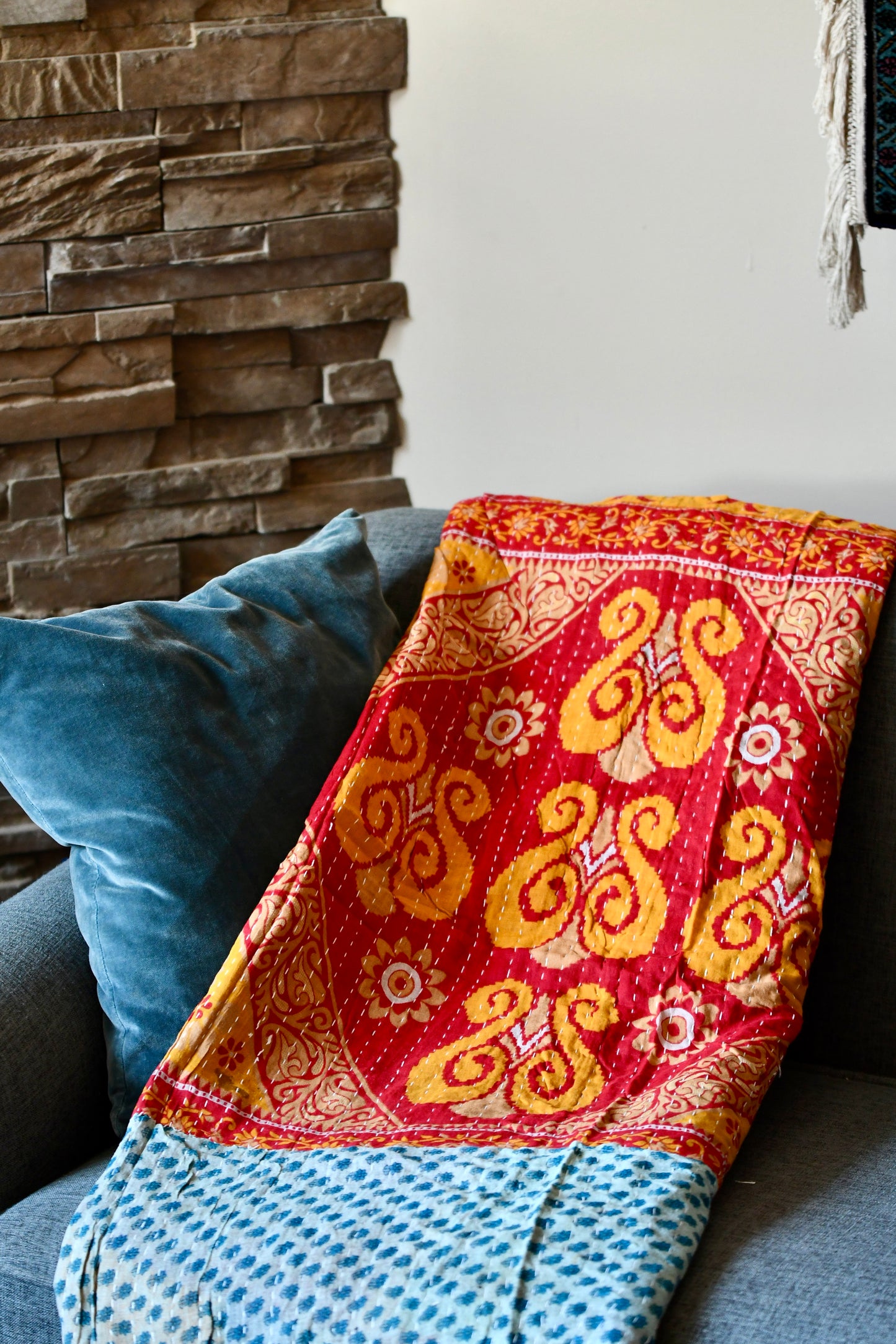 kantha quilt fair trade hand stitched 6
