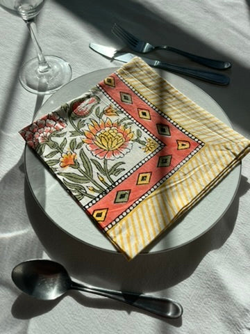 viva napkin set fair trade handmade block print