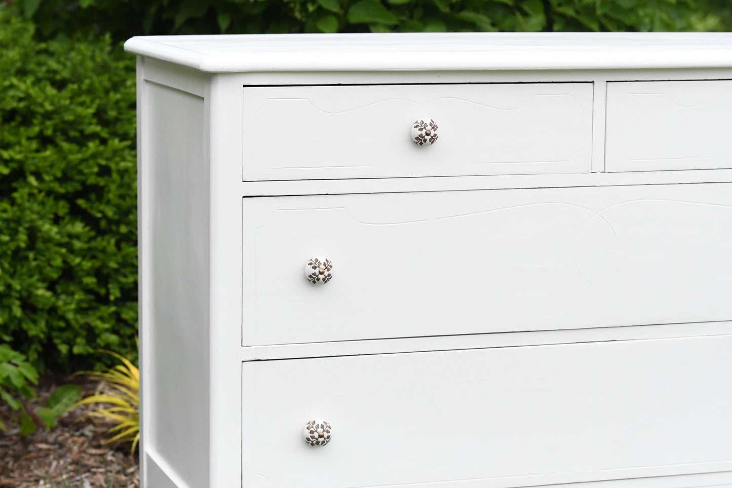 white flower cabinet knobs fair trade engraven ceramics