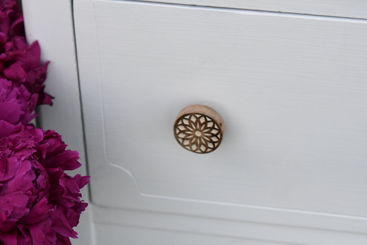 zinnia cabinet knobs fair trade carved wood