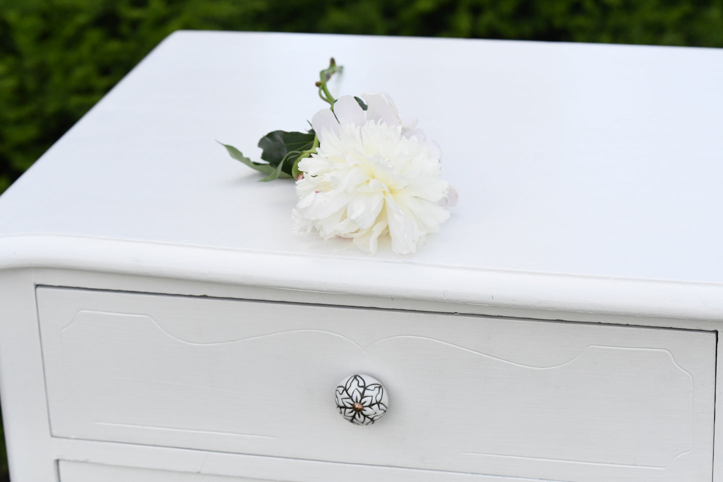 white flower cabinet knobs fair trade engraven ceramics