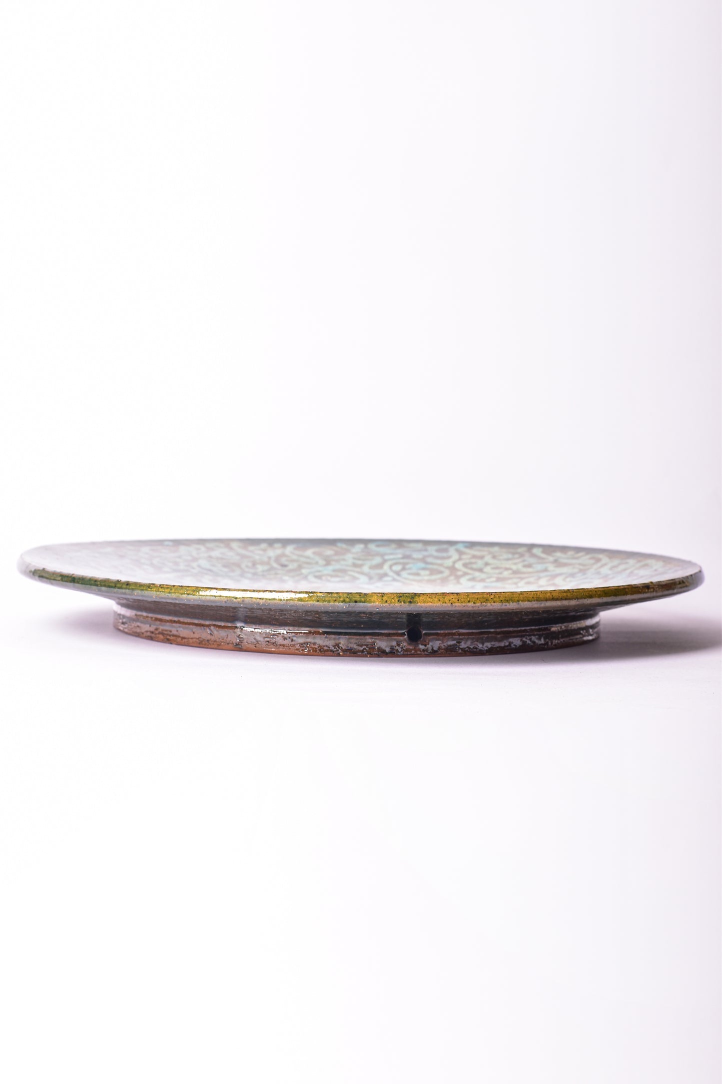 teal serving plate fair trade hand glazed in egypt
