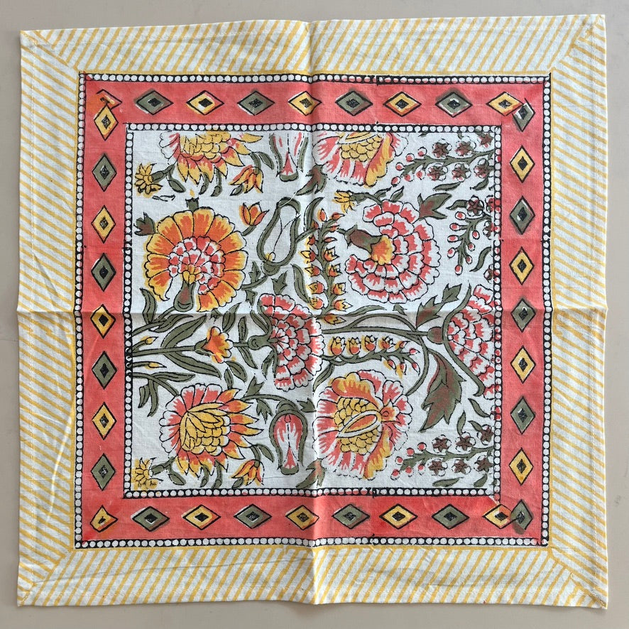 viva napkin set fair trade handmade block print