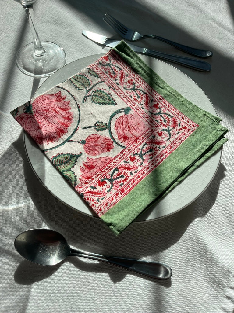 gratia napkin set fair trade handmade block print