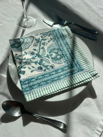 spuma napkin set fair trade handmade block print