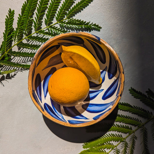 large blue stroke bowl fair trade hand glazed in egypt