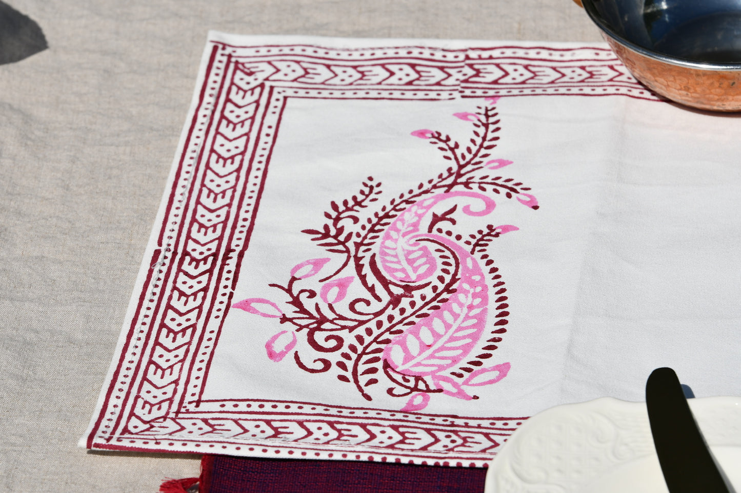 abode table runner fair trade handmade block print