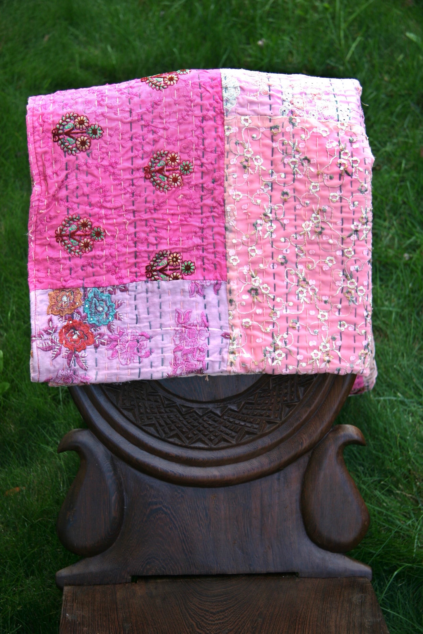 khambadia kantha quilt fair trade hand stitched